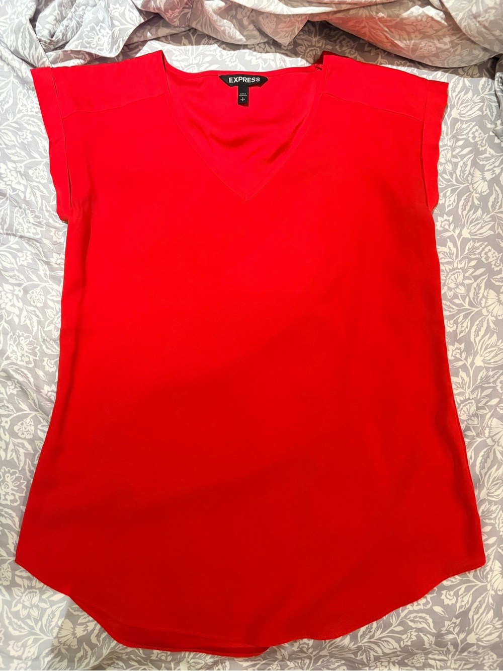 BOGO Express Bright Red V-Neck Cap Sleeve Blouse